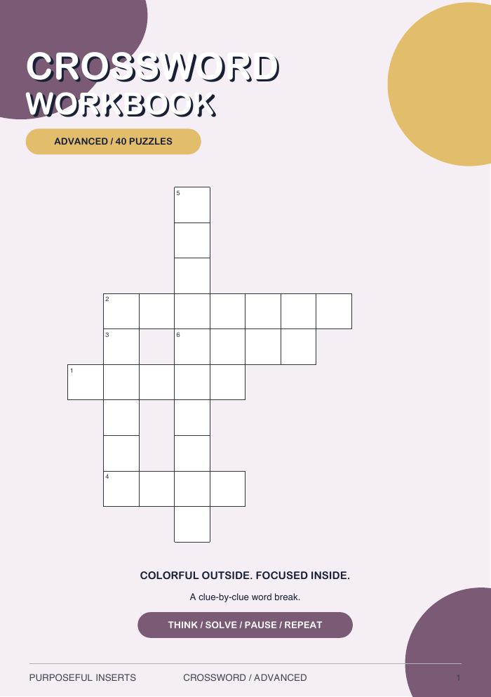 Advanced Crossword puzzle workbook cover