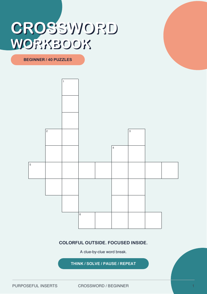 Beginner Crossword puzzle workbook cover